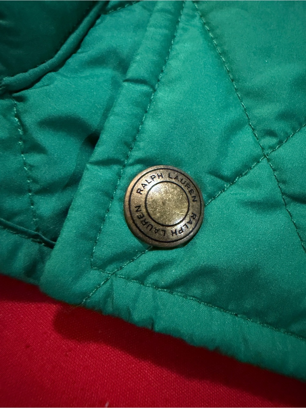 Polo by Ralph Lauren Green Quilted Puffer Jacket with Black Corduroy Collar - Picture 5 of 8